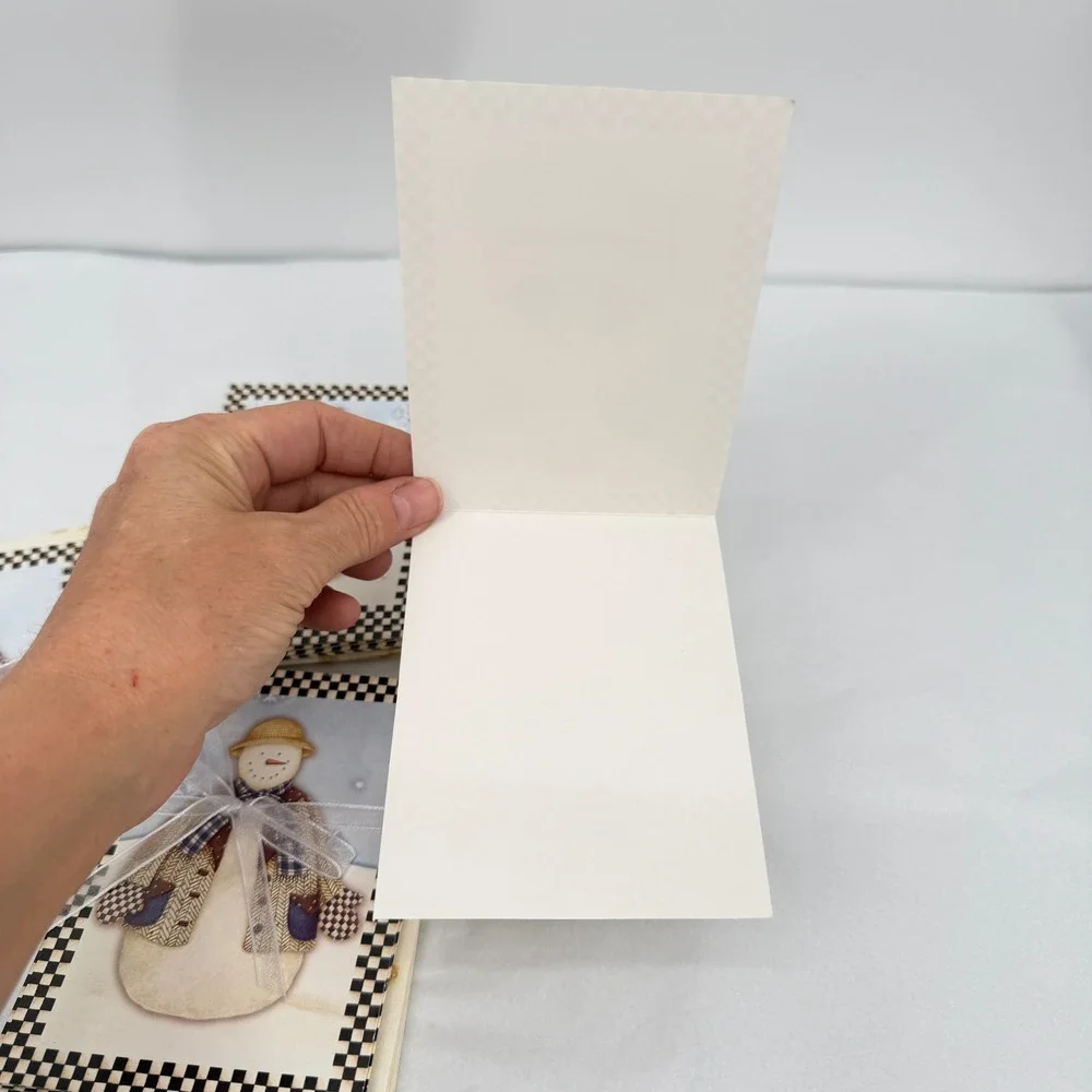 Debbie Mumm Snowman Styles Note Cards Set Checkered Border Holiday Stationery